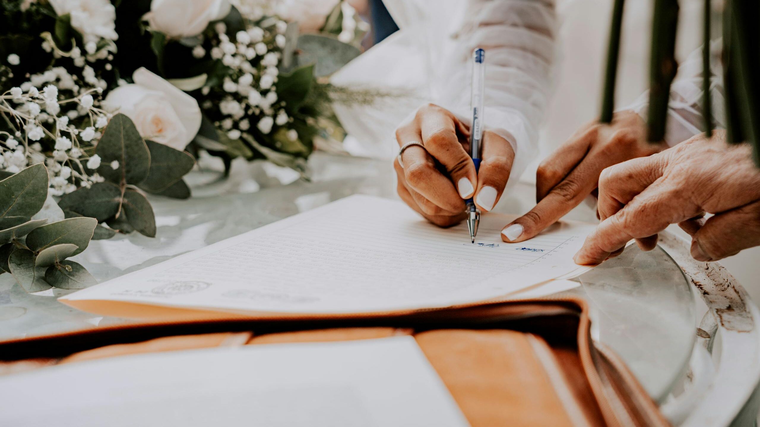 Woman Hands Writing on Document