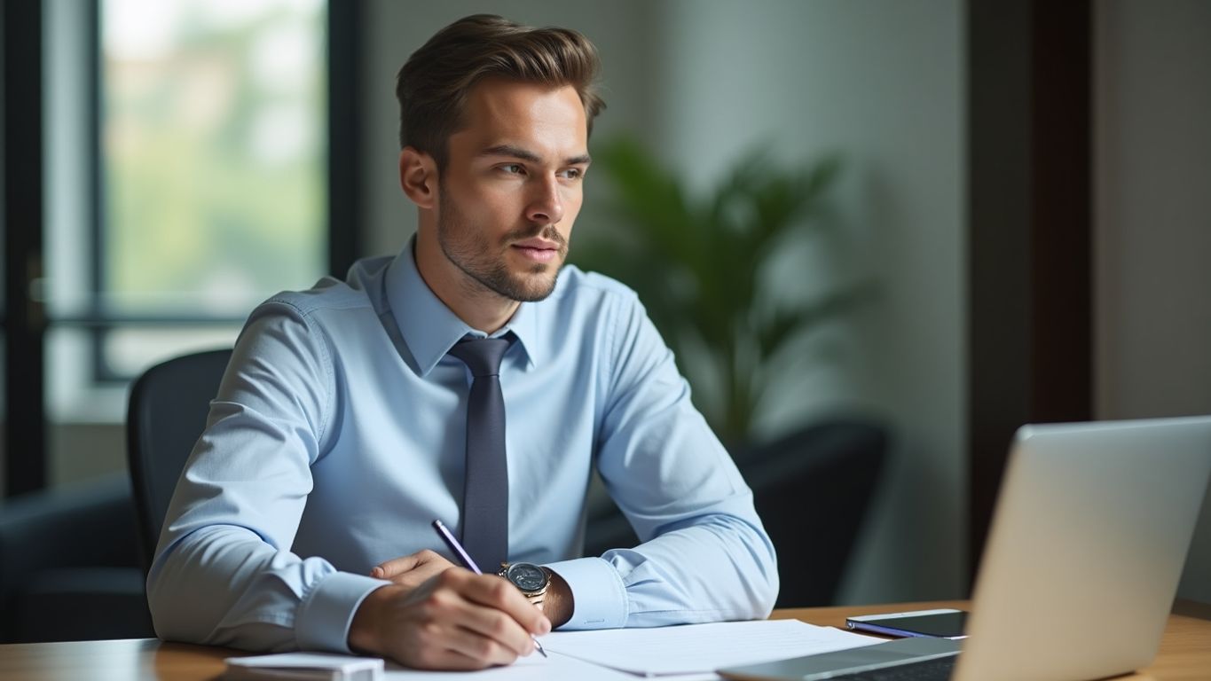 Person preparing for a job interview at a desk.